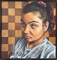 'Portrait on chessboard'
Oil on chessboard, 36 x 36cm
2020 